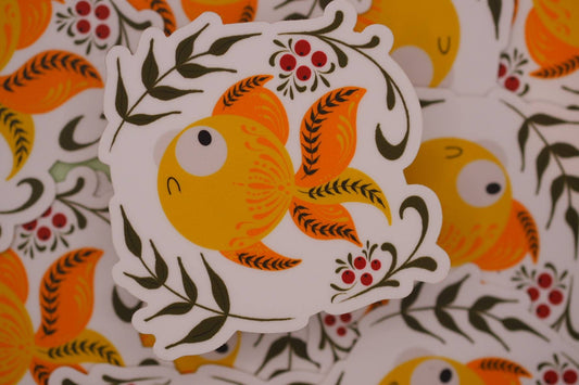 Gold Fish - Folk Art Vinyl Stickers